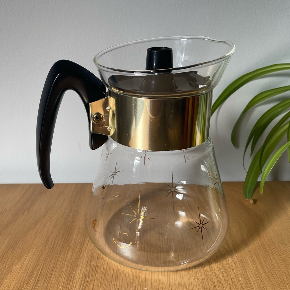 Vintage MCM Atomic Starburst Corning Glass Coffee Carafe 1960s